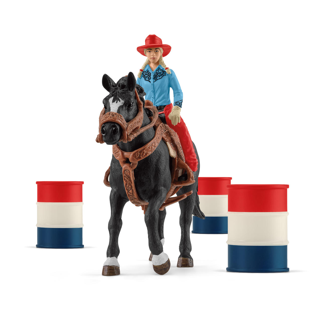 Schleich Barrel racing avec une Cowgirl