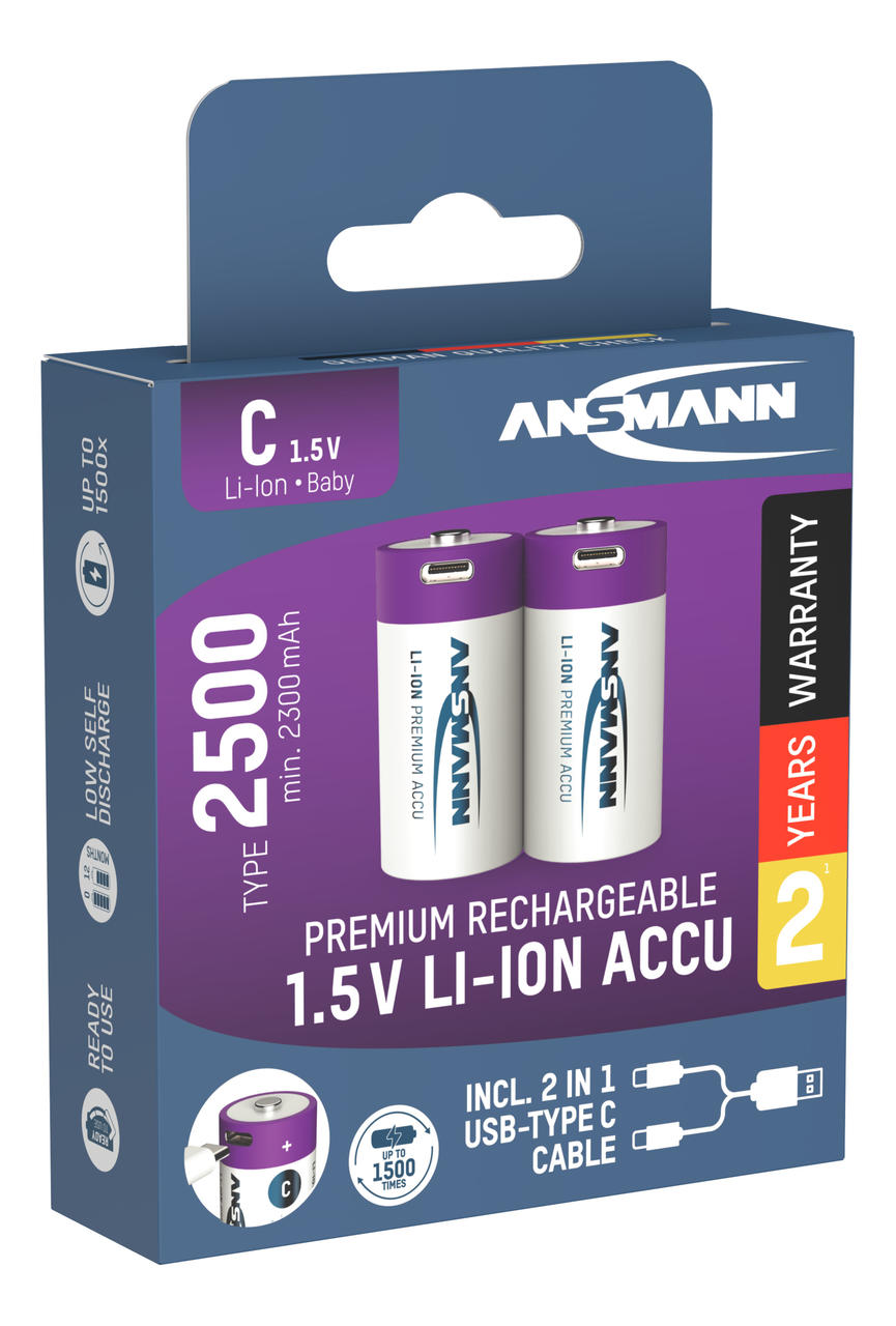 Ansmann Batterie rechargeable Li-Ion Baby C - 2 500 mAh