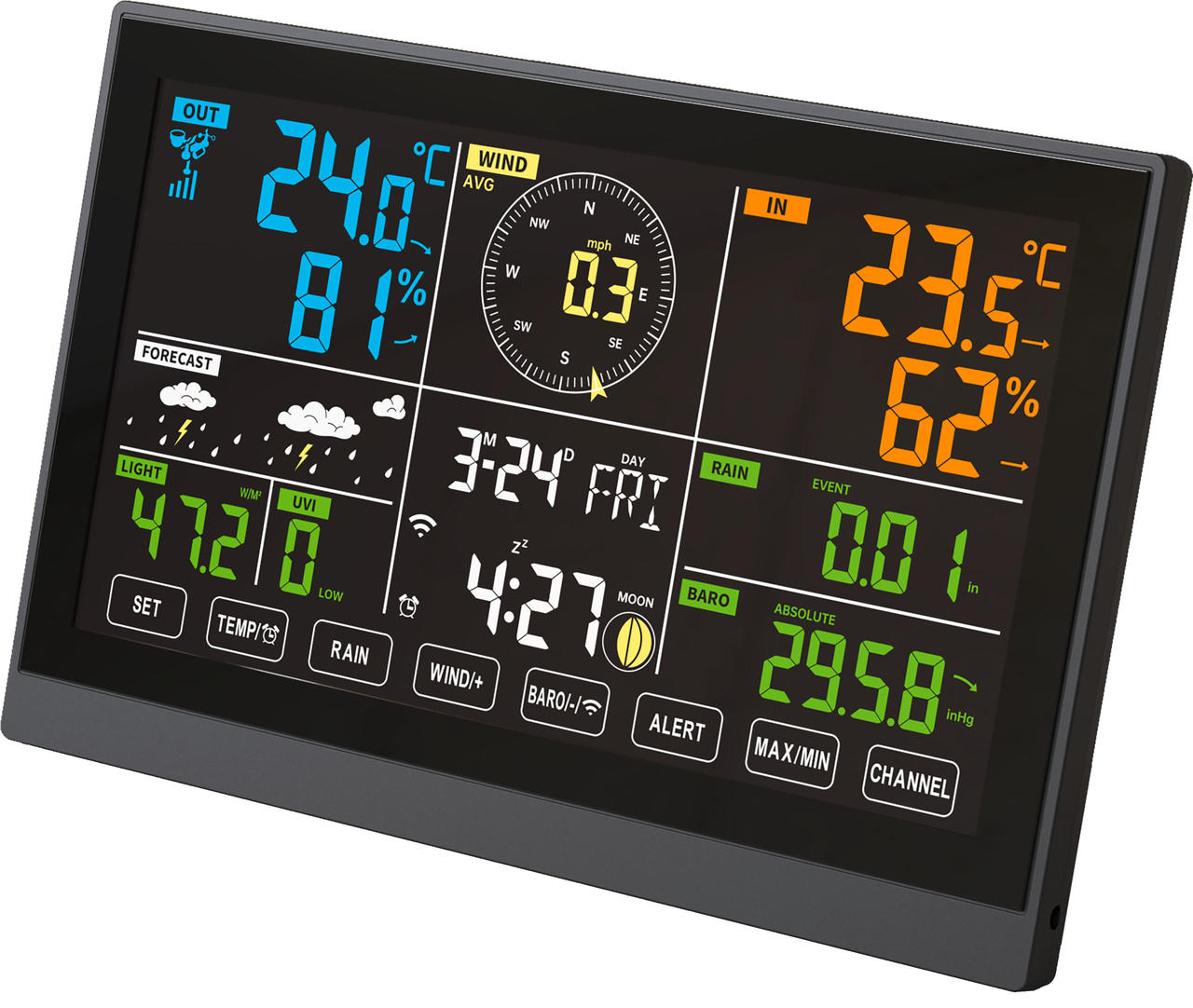 Kerbl Station météo numérique 7 en 1 – WiFi