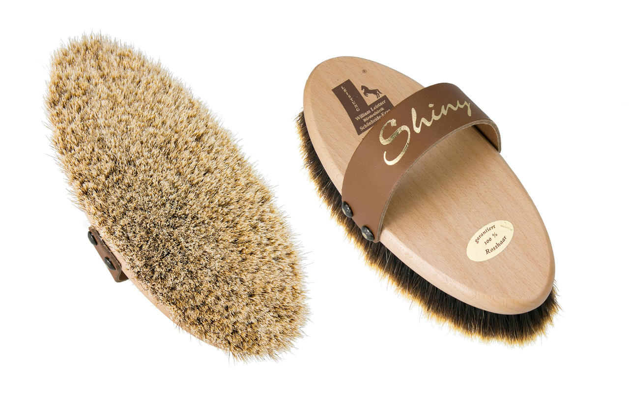 Leistner Brosse de pansage à anse en cuir Shiny