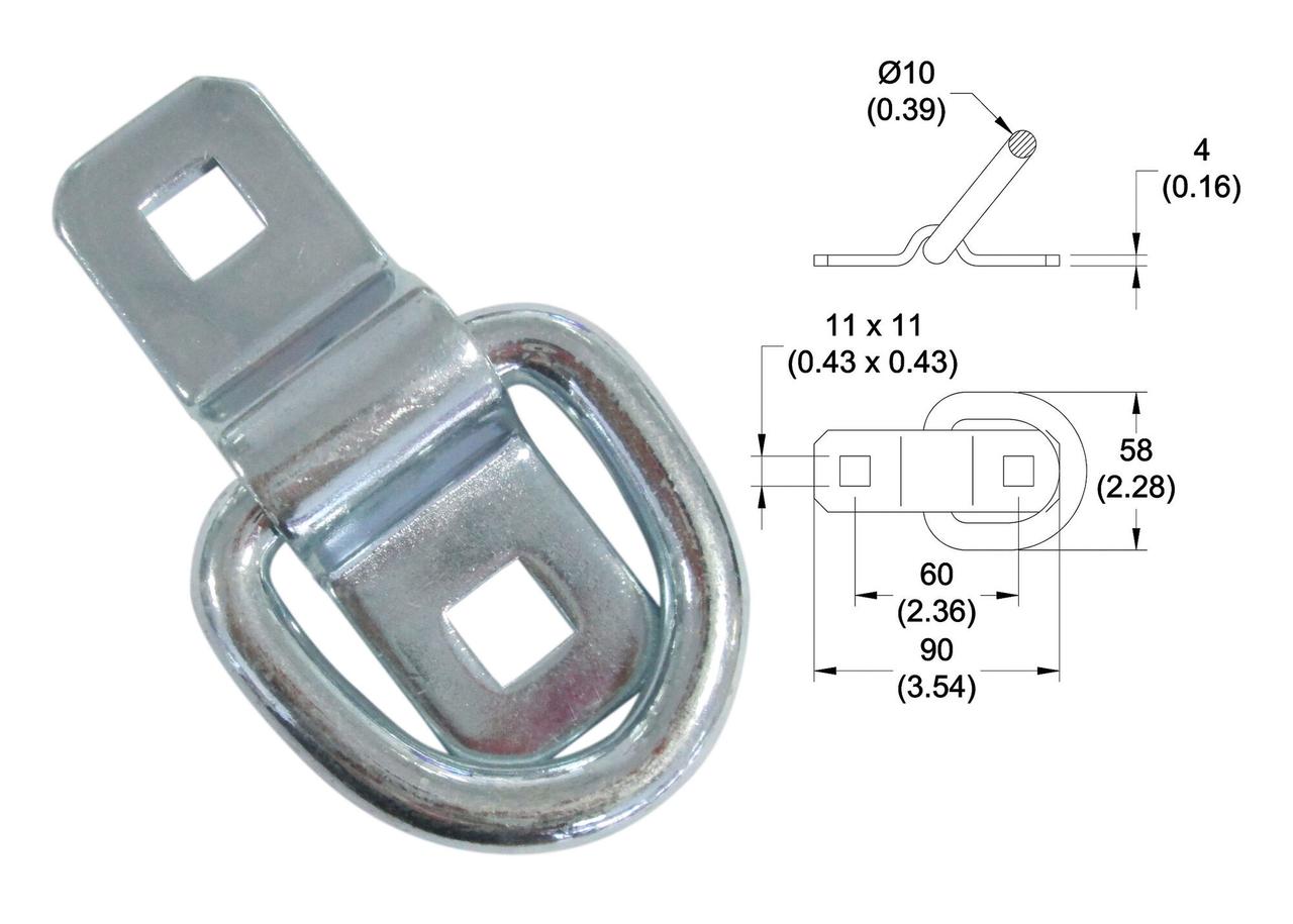 Kerbl Oeillets d'arrimage à languette - 90 x 30 mm