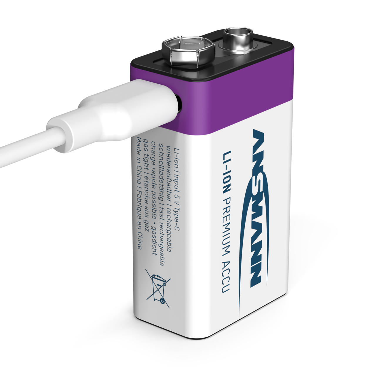 Ansmann Batterie rechargeabe Li-Ion 9V Bloc E - 400 mAh