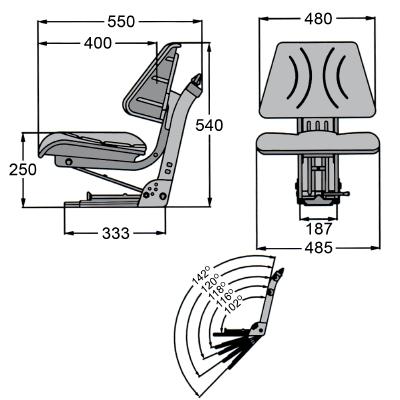 Siège du tracteur, console réglable