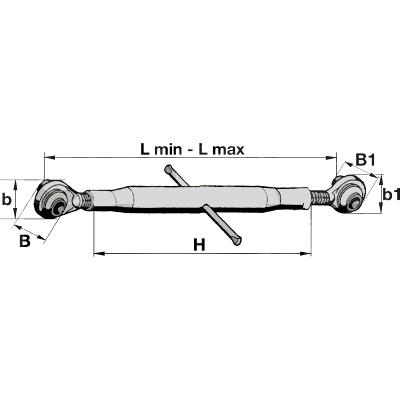 Girmann Barre de poussée filetée 525-765 mm cat.2 - M36x3