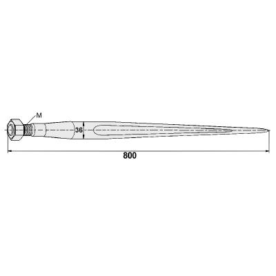 Dents de chargeur frontal 800 mm - diam : 36 mm